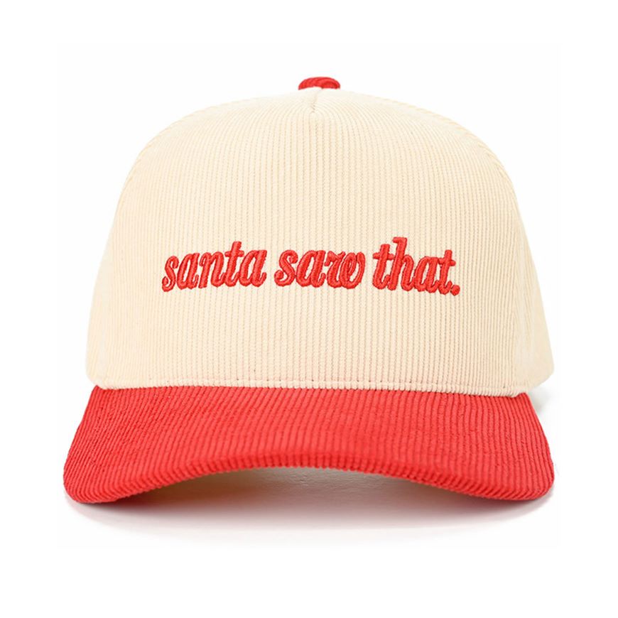 C.C SANTA SAW THAT Letter Corduroy Trucker Cap