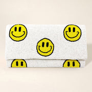 Smile Patterned Seed Beaded Clutch / Crossbody Bag