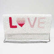 Love Message Seed Beaded Clutch / Crossbody Bag