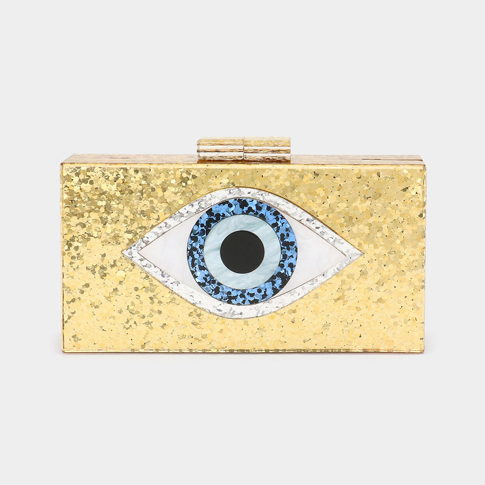 Glittered Evil Eye Clutch Crossbody Bag