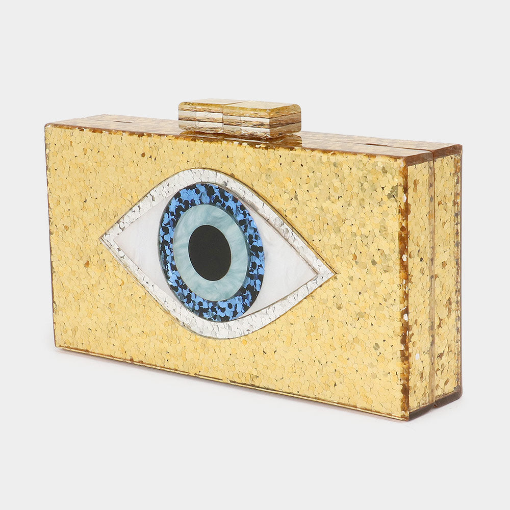 Glittered Evil Eye Clutch Crossbody Bag