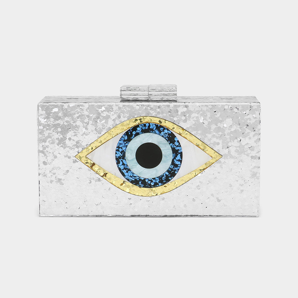 Glittered Evil Eye Clutch Crossbody Bag