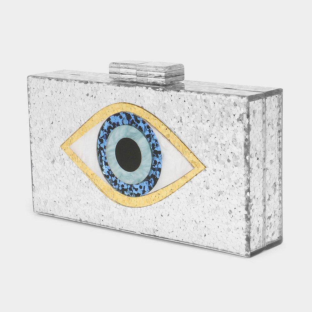 Glittered Evil Eye Clutch Crossbody Bag