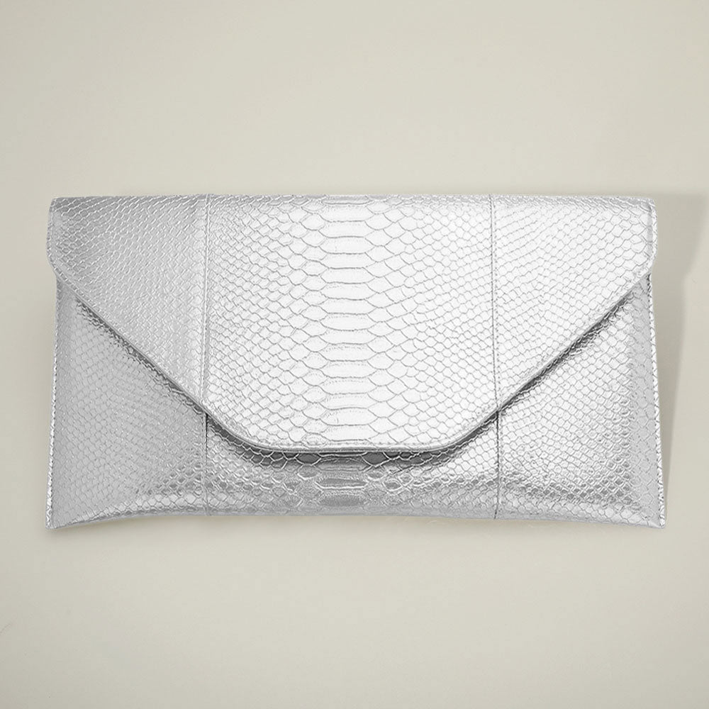 Snake Skin Patterned Envelope Clutch / Shoulder Bag