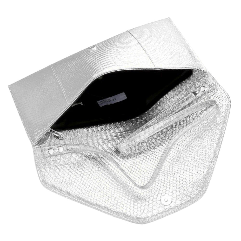 Snake Skin Patterned Envelope Clutch / Shoulder Bag