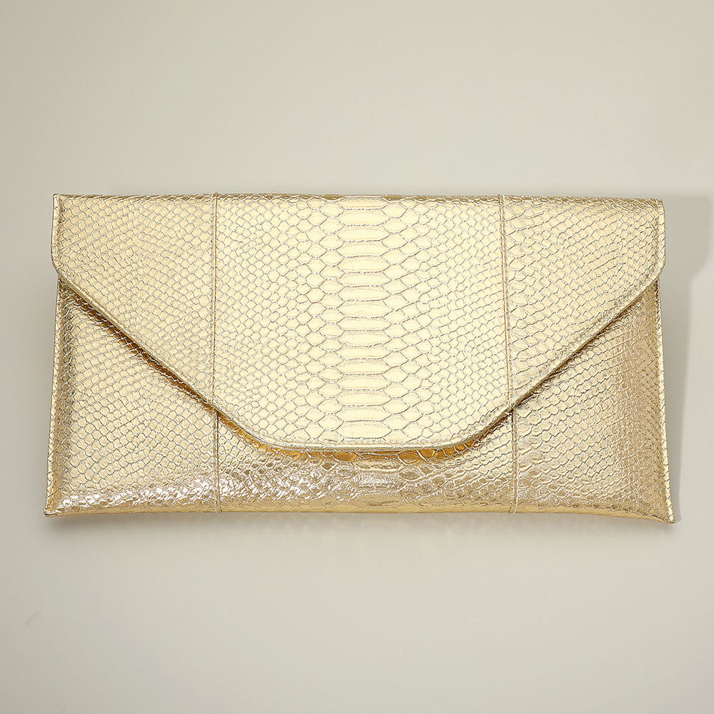 Snake Skin Patterned Envelope Clutch / Shoulder Bag