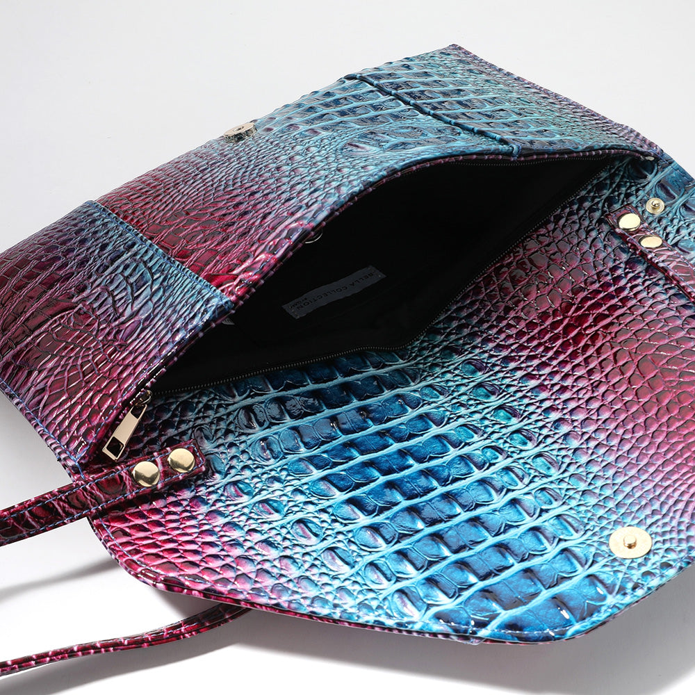 Snake Skin Patterned Envelope Clutch / Shoulder Bag