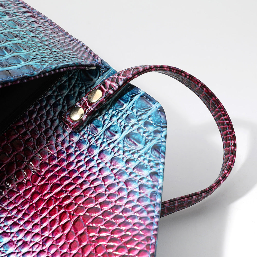 Snake Skin Patterned Envelope Clutch / Shoulder Bag