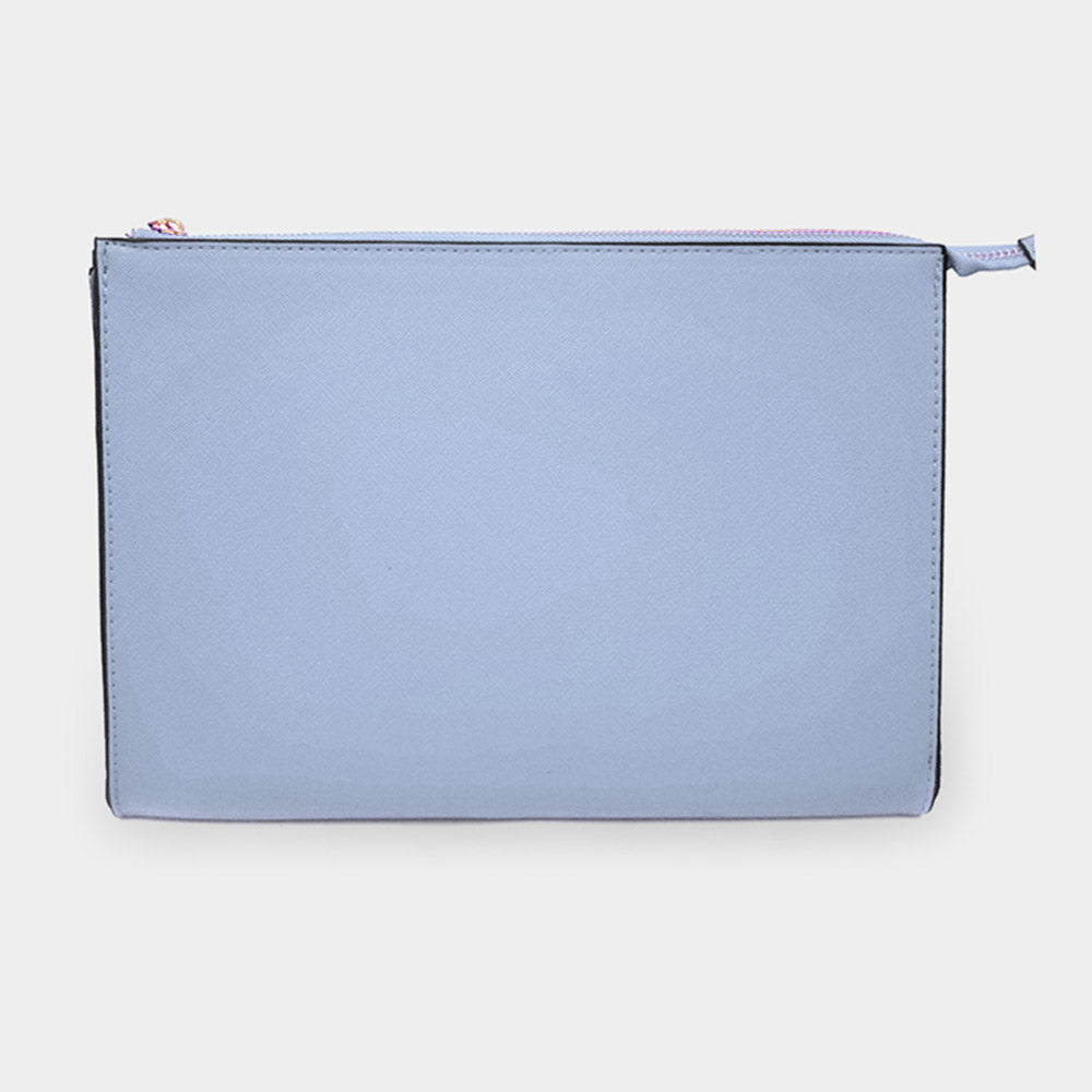 Solid Faux Leather Clutch Bag