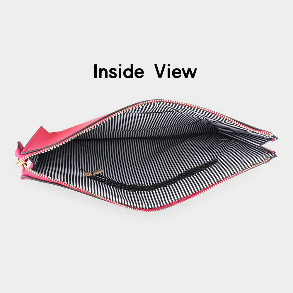 Solid Faux Leather Clutch Bag