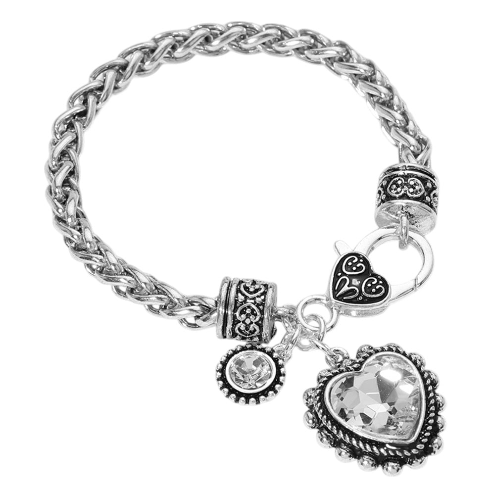 Heart Stone Charm Bracelet