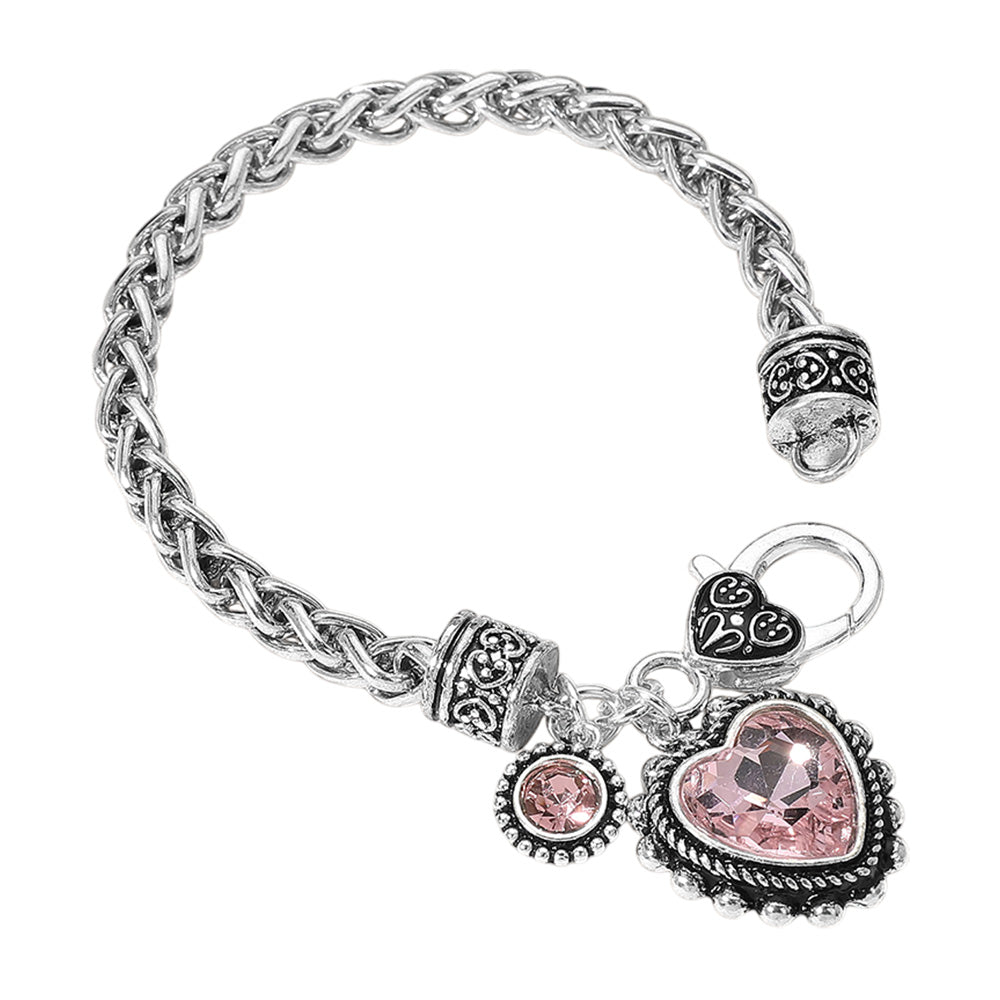 Heart Stone Charm Bracelet