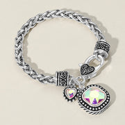 Square Heart Stone Charm Bracelet