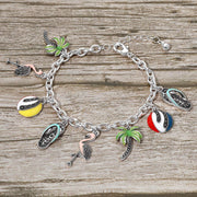 Fun Tropical Palm Tree Flamingo Flip Flop Beach Ball Charm Station Bracelet