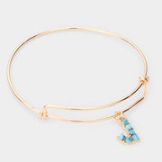 -J- Turquoise Embellished Initial Monogram Charm Bracelet