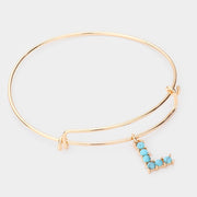 -L- Turquoise Embellished Initial Monogram Charm Bracelet