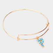 -P- Turquoise Embellished Initial Monogram Charm Bracelet