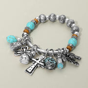 Boho Cross Decorative Beads Charm Beaded Stretch Bracelet