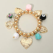 Love Heart Star Charm Beaded Stretch Bracelet