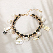 Fashion Pearl Charm Station Bracelet