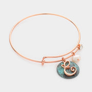 -E- Initial Monogram Pearl Charm Bracelet