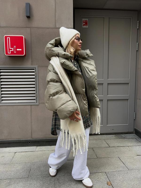 Manteau matelassé bouffant en polyester pour femme 