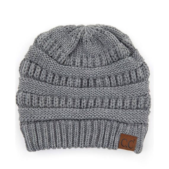C.C CRISS CROSS PONYTAIL KNIT BEANIE