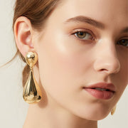 Bold Polished Metal Teardrop Clip On Statement Earrings