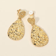 Textured Metal Teardrop Clip On Earrings