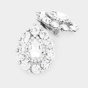 Crystal Round Trimmed Teardrop Clip On Evening Earrings