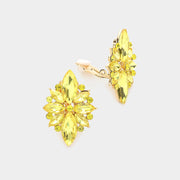 Marquise Round Stone Cluster Clip on Evening Earrings