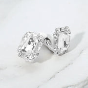 Emerald Cut Stone Evening Clip On Earrings