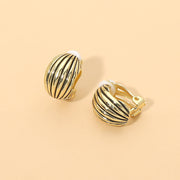 Ridged Antique Metal Half Dome Clip on Earrings