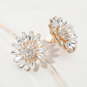 Marquise Stone Cluster Petal Flower Statement Clip On Earrings