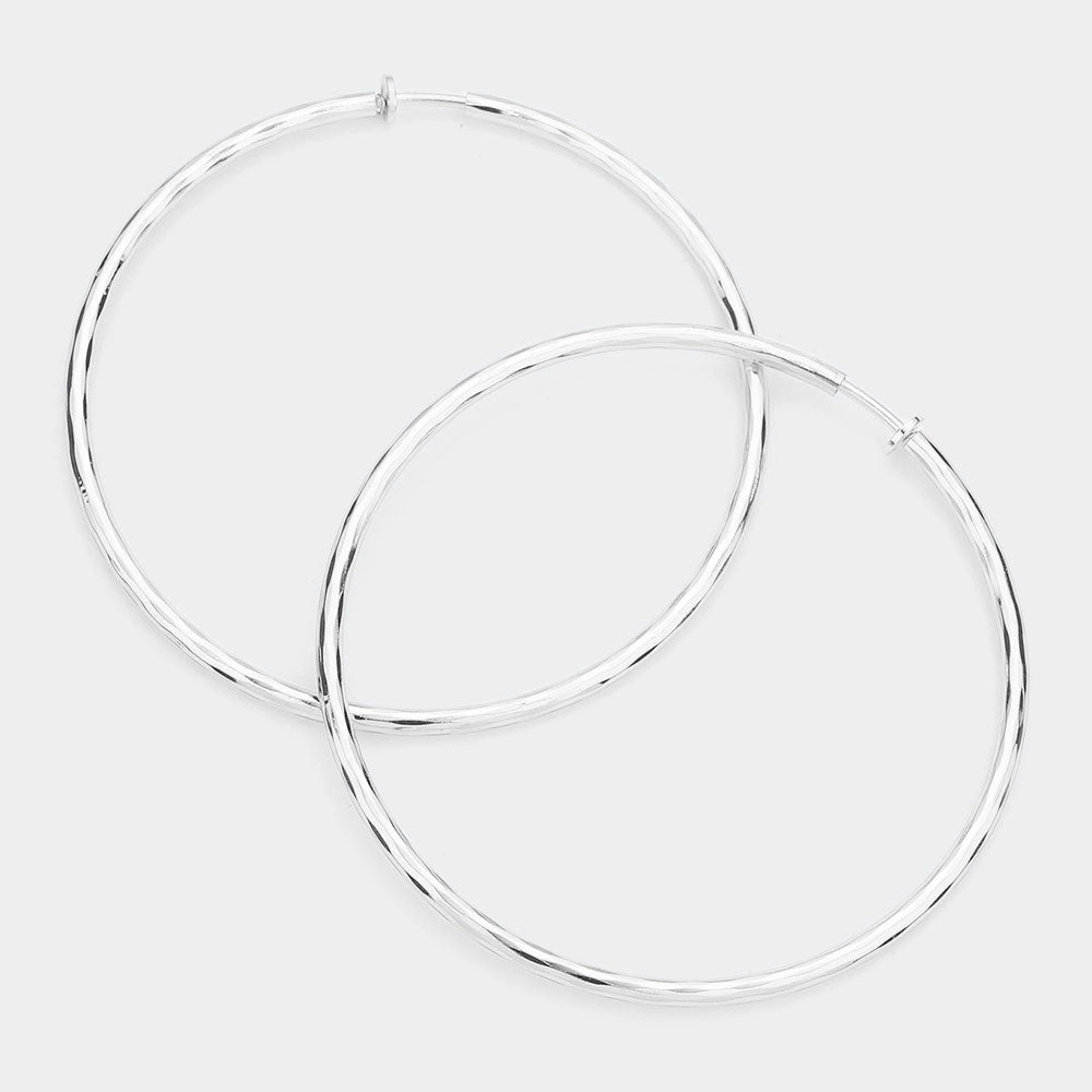 3.2 Inch Clip On Hoop Earrings