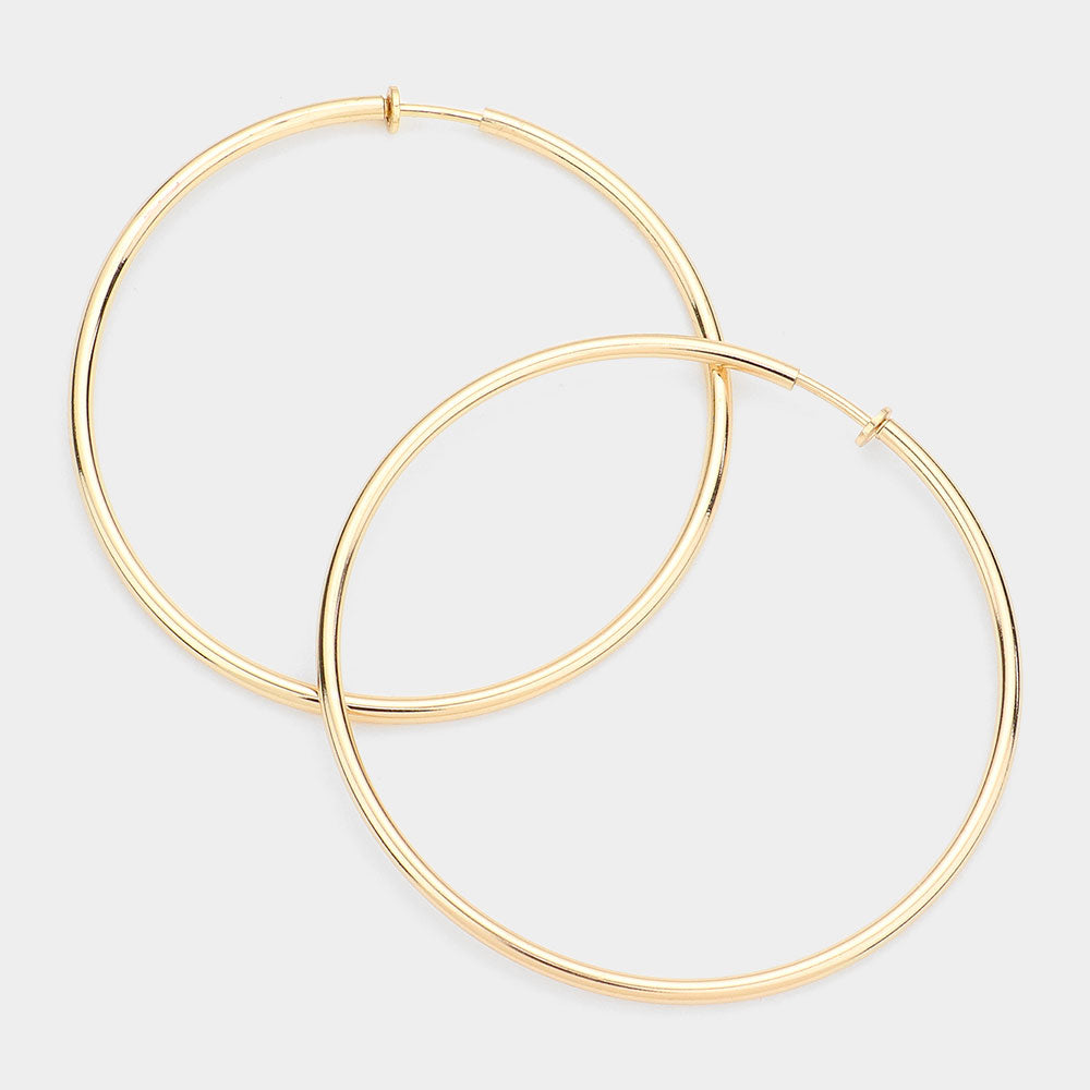 3.2 Inch Clip On Hoop Earrings