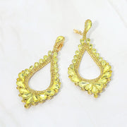 Oversized Cutout Teardrop Cluster Vine Evening Earrings