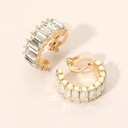 Baguette Cut Around Hoop Clip On Earrings