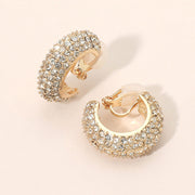 Rhinestone Pave Chunky Hoop Clip On Earrings