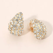 Rhinestone Pave Teardrop Clip On Earrings