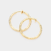 1.25" Textured Metal Hoop Clip on Earrings
