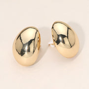 Polished Metal Oval Clip On Earrings