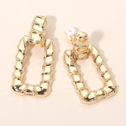 Bold Geometric Open Metal Rectangle Door Knocker Clip On Earrings