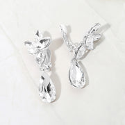 Marquise Stone Cluster Floral Teardrop Link Evening Clip On Earrings