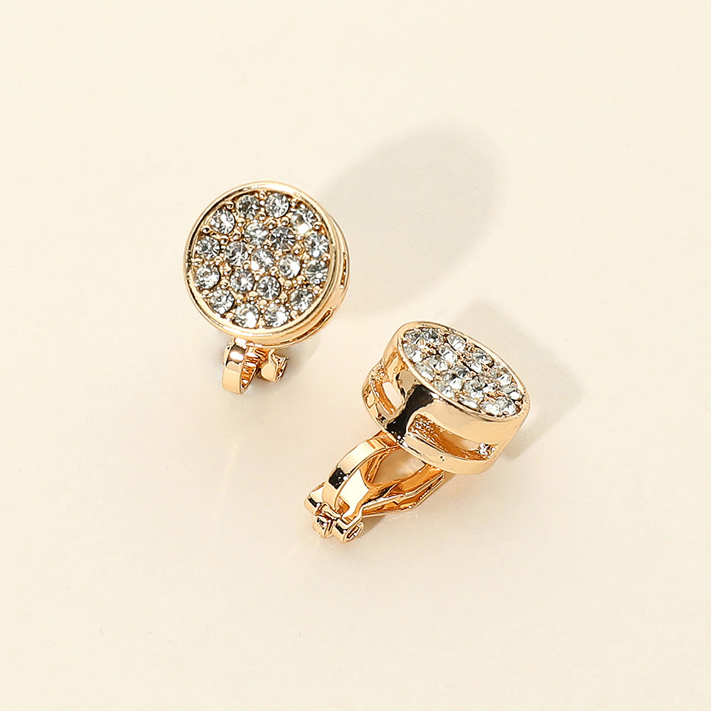Crystal Cluster Round Clip On Earrings
