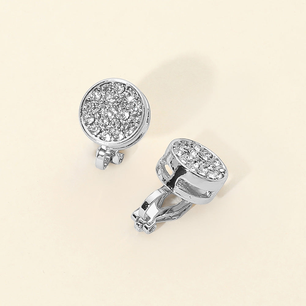 Crystal Cluster Round Clip On Earrings