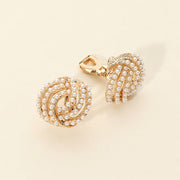 Pearl Swirl Round Clip On Earrings