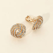 Crystal Swirl Round Clip On Earrings