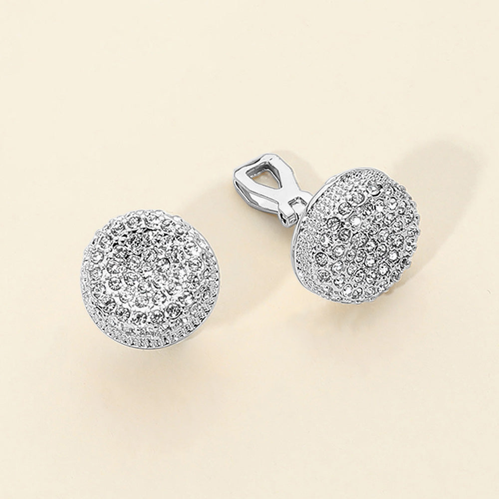 Crystal Round Medallion Clip On Earrings