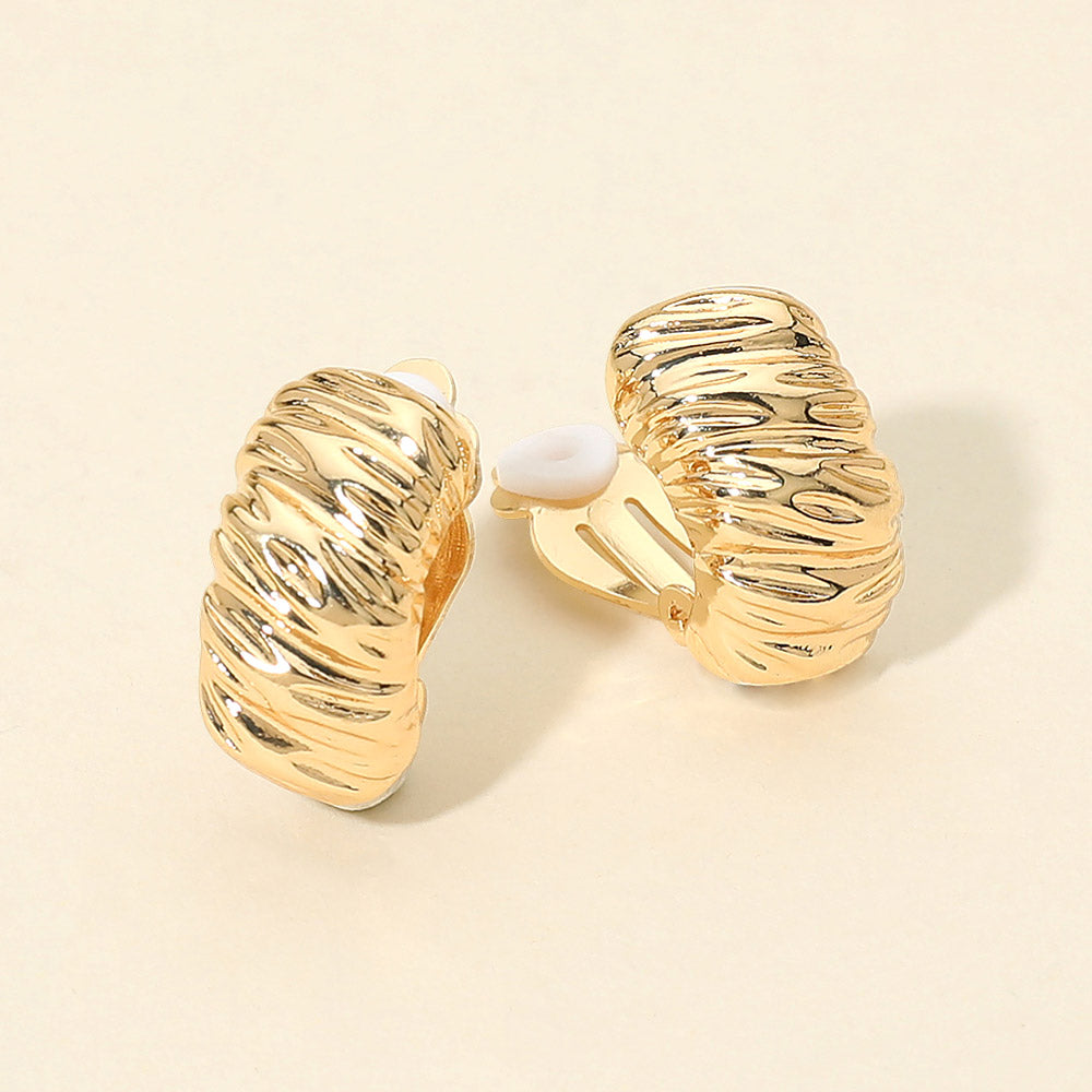 Bold Textured Metal Dome Clip On Earrnigs
